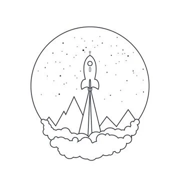Launch of a Space Rocket Stock Illustration