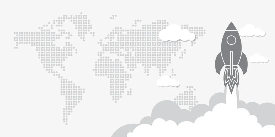 Launch space rocket or start-up business. Vector illustration. Stock Illustration