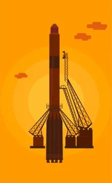 Launch of space rockets Stock Illustration