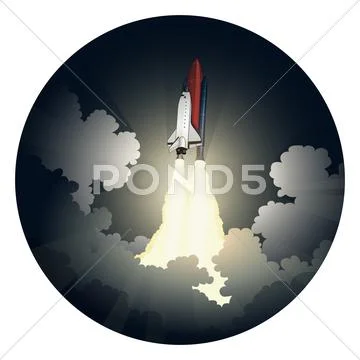 Launch of space shuttle Stock Illustration
