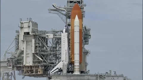 Launch of the Space Shuttle from the launchpad into space. Stock Footage 313105604
