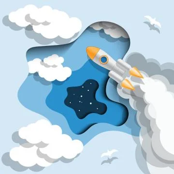 Launch of the spaceship. Stock Illustration