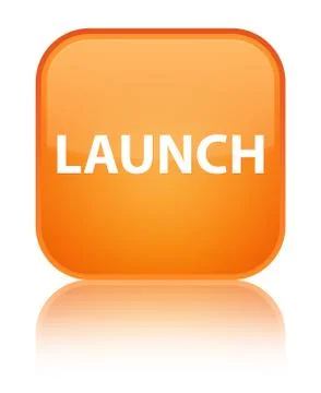 Launch special orange square button Stock Illustration