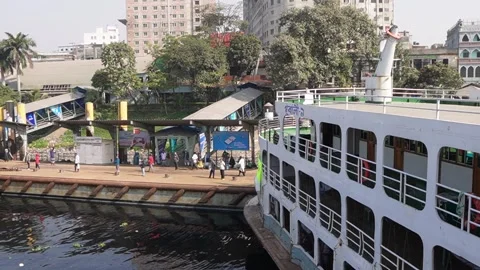 Launch Starting People getting into a Ship, Dhaka Ship Yard Stock Footage 301443998