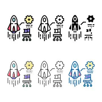 Launch startup color icon stylized vector Stock Illustration