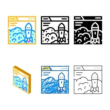 Launch startup types color icon vector Stock Illustration