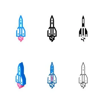 Launch stylized rocket color icon vector Stock Illustration