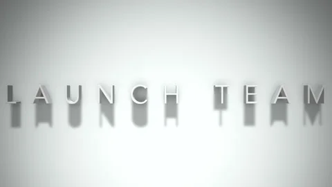 Launch Team 3D title animation with shadows on a white background Stock Footage 296624575