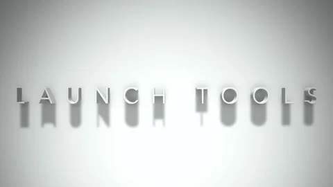 Launch tools 3D title animation white text on a white background Stock Footage 299646142
