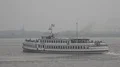 Launch tourists sightseeing boat at rainy cloudy day Bremerhaven harbor river 4k or 4k+ Resolution