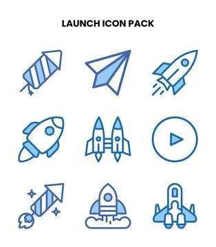 Launch Two Colour Design Icons Pack Stock Illustration