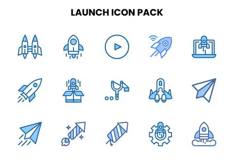 Launch Two Colour Design Icons Pack Stock Illustration