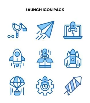Launch Two Colour Icons Pack Stock Illustration