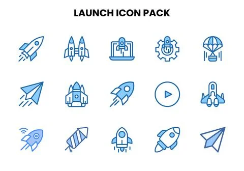 Launch Two Colour SVG Icons Pack Illustrazione stock