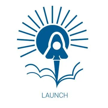 Launch vector blue flat icon Stock Illustration