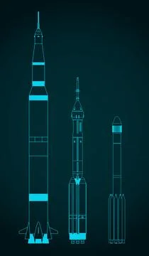 Launch vehicles blueprint Illustrazione stock