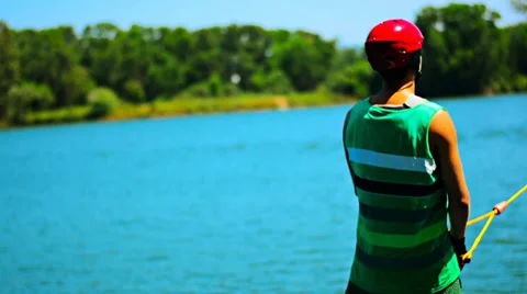 Launch of a young man on a wakeboarding in slow filming Video stock 37780985