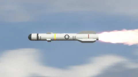 Launched Missile flying in the clouds. Stock Footage 170862393