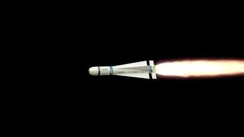 Launched Missile isolated on black with alpha channel. Stock Footage 88597952