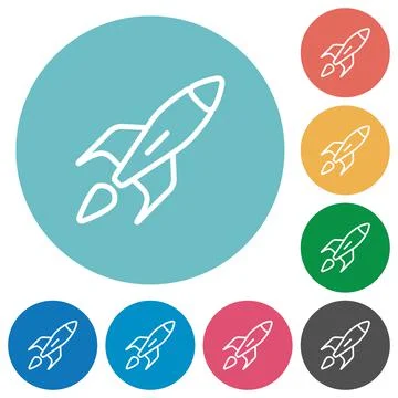 Launched rocket flat round icons Stock Illustration