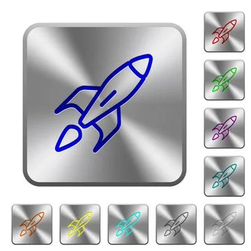 Launched rocket rounded square steel buttons Stock Illustration