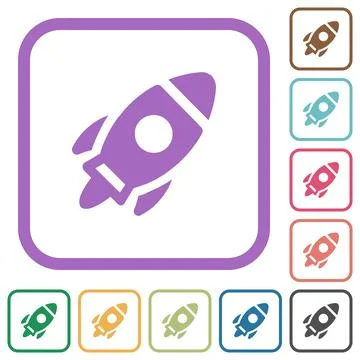 Launched rocket solid simple icons Stock Illustration