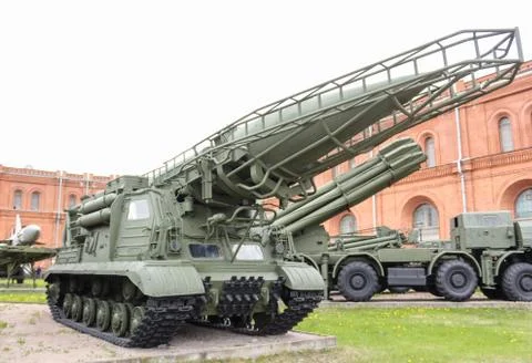 Launcher with rocket of the Elbrus missile complex. Stock Photos