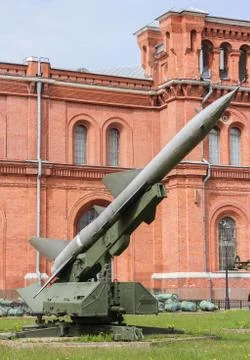 Launcher with a rocket. Stock Photos