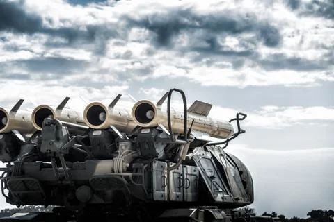 Launcher of the self-propelled rocket system Stock Photos
