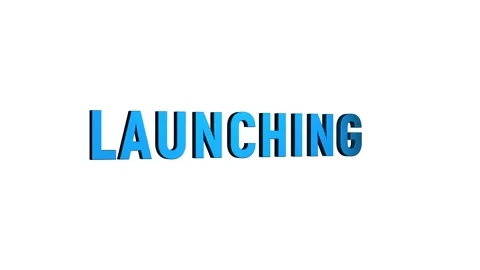 Launching 3d text word animation with vertically rotating motion video Stock Footage 313832231