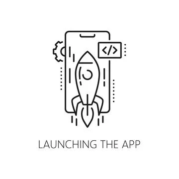 Launching app, web develop and optimization icon Stock Illustration