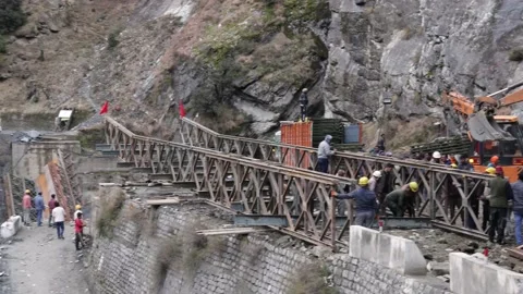 Launching of Bailey bridge Stock Footage 234534586