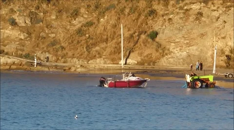 Launching a boat from a trailer. Stock Footage 64035692