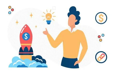 Launching business idea startup process on new market Stock Illustration