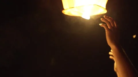 Launching Chinese lantern Stock Footage 55040527
