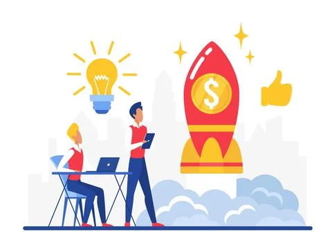 Launching creative innovative fresh startup idea Иллюстрация