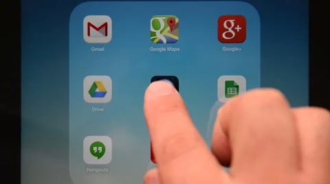Launching Google applications on iPad display Stock Footage 41634628