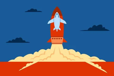 Launching Great Rocket To Space Stock Illustration