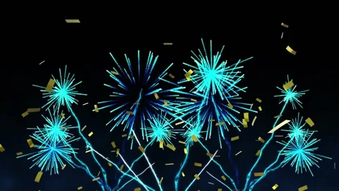 Launching from horizon, cyan shell rising, exploding and filling frame while Stock Footage 321890362