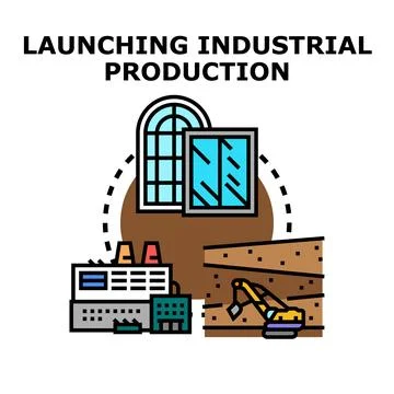 Launching industrial production and construction process vector Stock Illustration