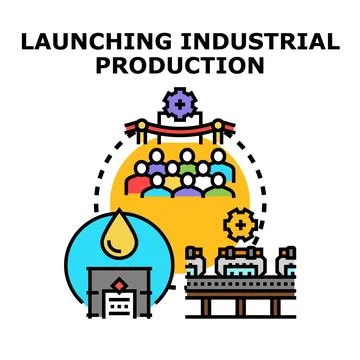 Launching industrial production process manufacturing business Stock Illustration