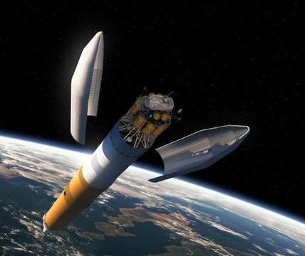 Launching Of Interplanetary Space Station Stock Illustration