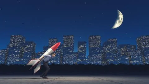 Launching the man Stock Illustration