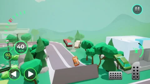 Launching the mobile application arcade low-poly racing simulator challenge Stock Footage 305937774