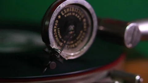 Launching the old gramophone Stock Footage 76100777