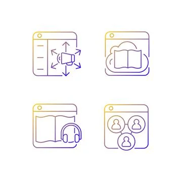 Launching online services gradient linear vector icons set Stockillustratie