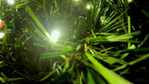 Launching out of the Christmas Tree to view it in all its festive lights Stock Footage 100054021