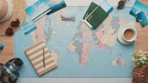 Launching Paper Airplane on World Map Stock Footage 141367315