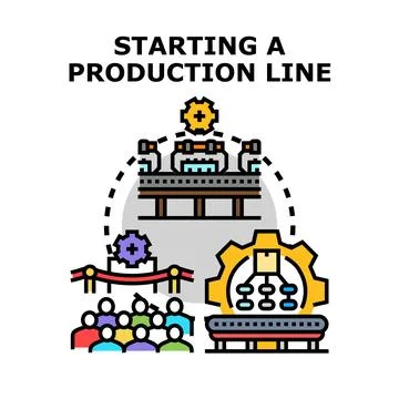 Launching a production line manufacturing process illustration Stock Illustration