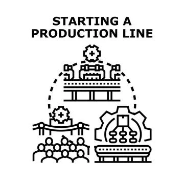 Launching a production line manufacturing process illustration イラスト素材